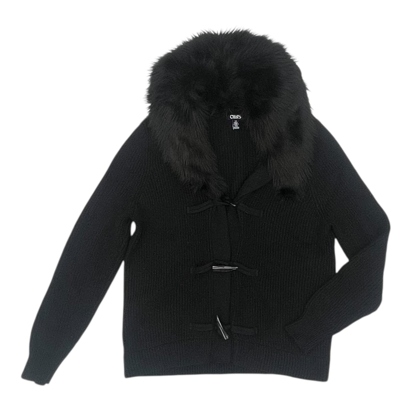 Sweater Cardigan By Chaps In Black, Size:L