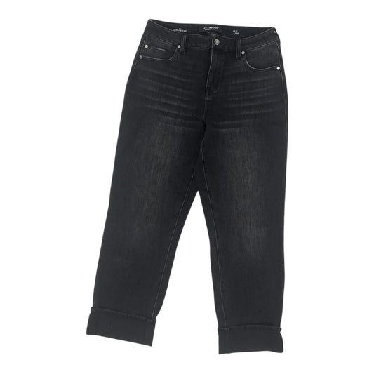 Jeans Straight By Liverpool In Black Denim, Size:10