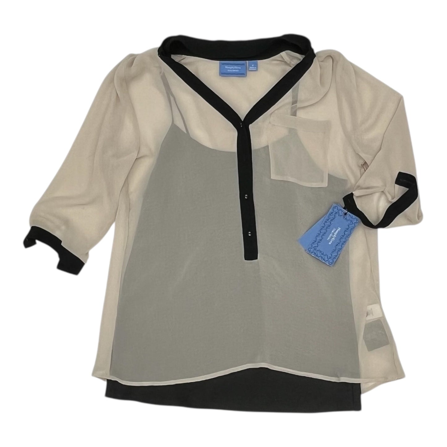 Blouse 3/4 Sleeve By Simply Vera In Black & Tan, Size:S