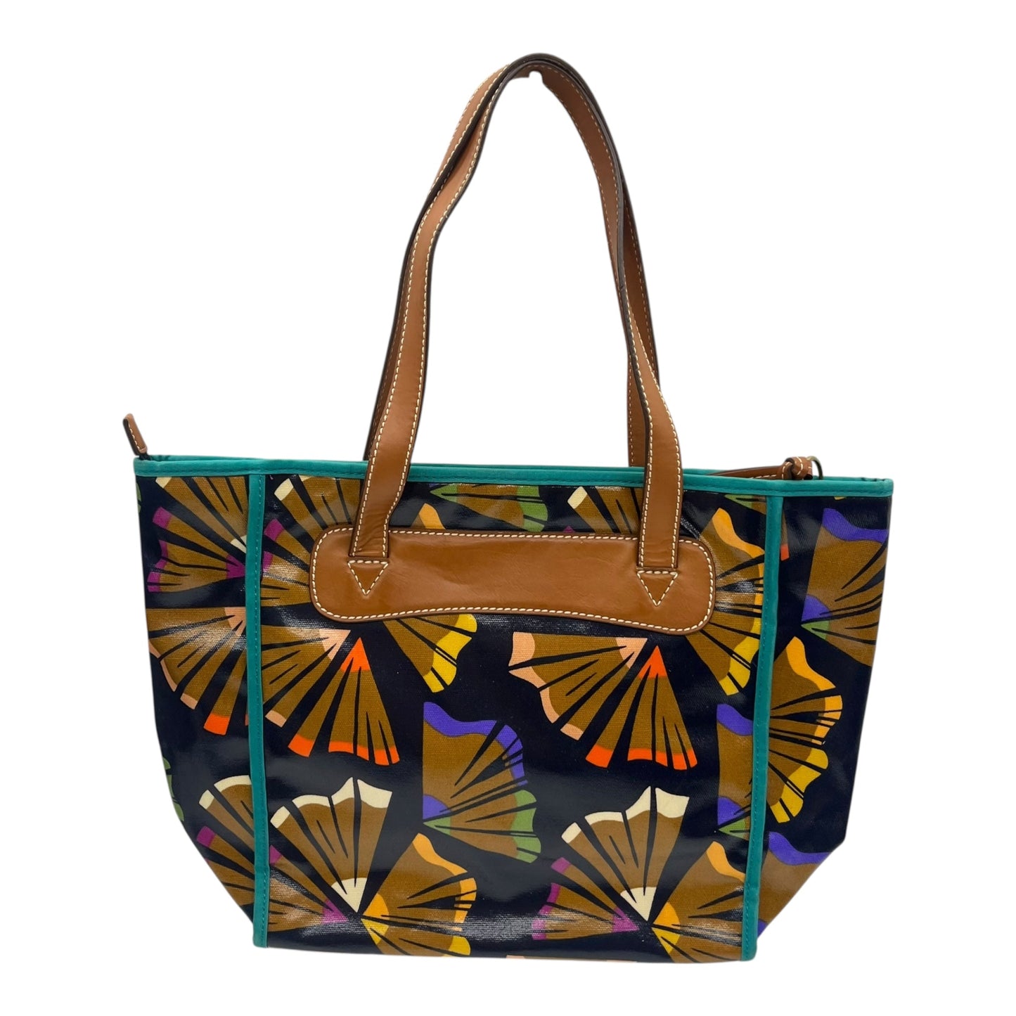 Handbag By Fossil In Blue & Tan, Size:Medium