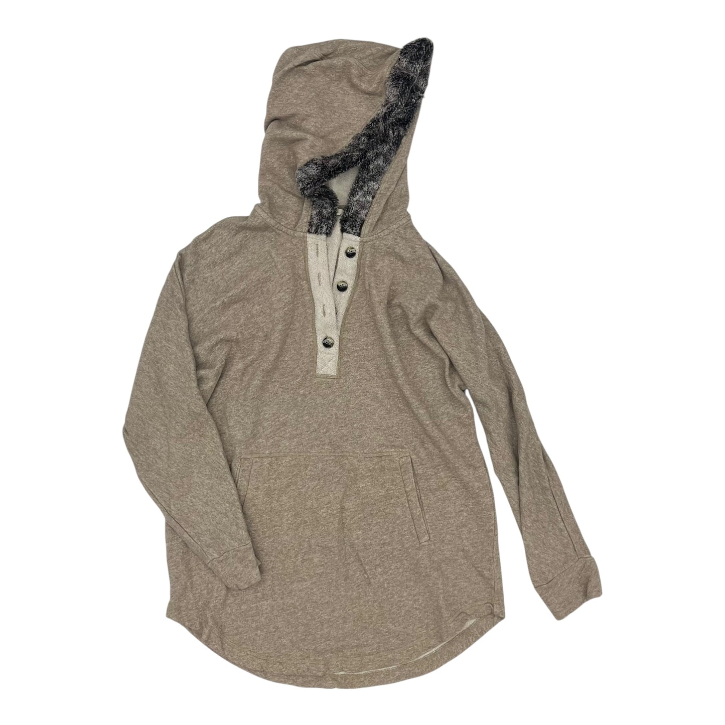 Sweatshirt Hoodie By Soft Surroundings In Tan, Size:M