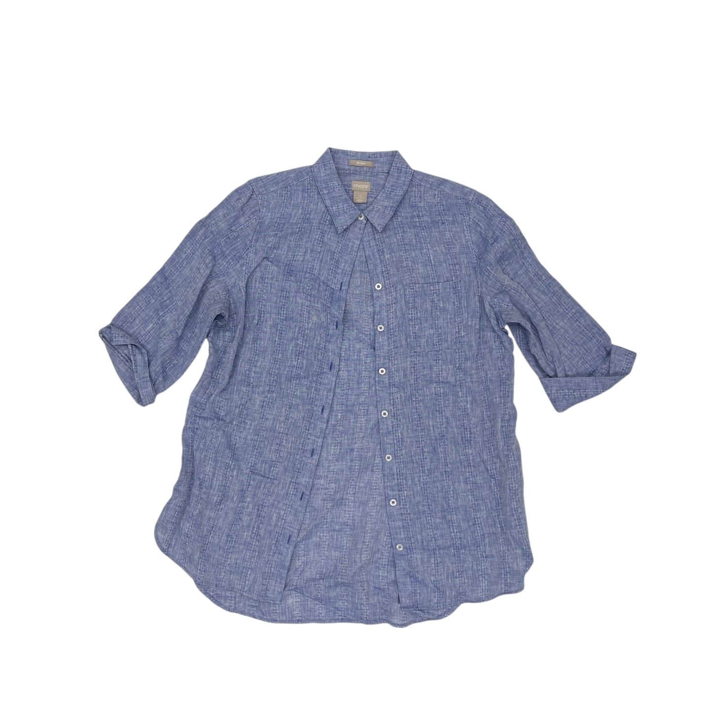 Blouse 3/4 Sleeve By Chicos In Blue, Size:M