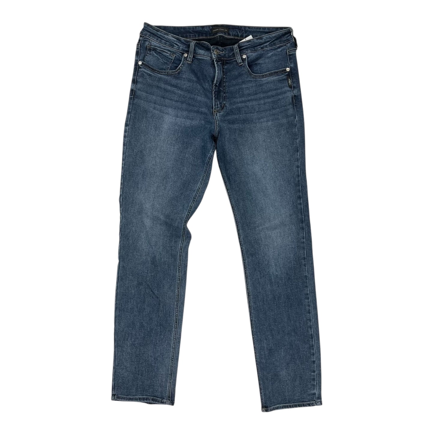 Jeans Straight By Silver In Blue Denim, Size:16