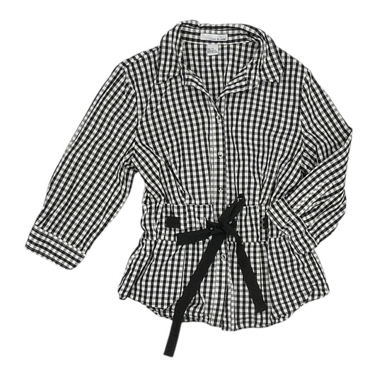 Blouse 3/4 Sleeve By Lucy And Laurel In Black & White, Size:Xl