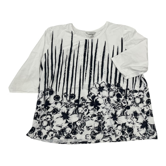 Top 3/4 Sleeve By Cj Banks In Blue & White, Size:3X