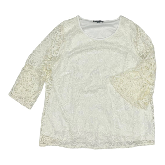 Blouse 3/4 Sleeve By Adrianna Papell In Cream, Size:1X