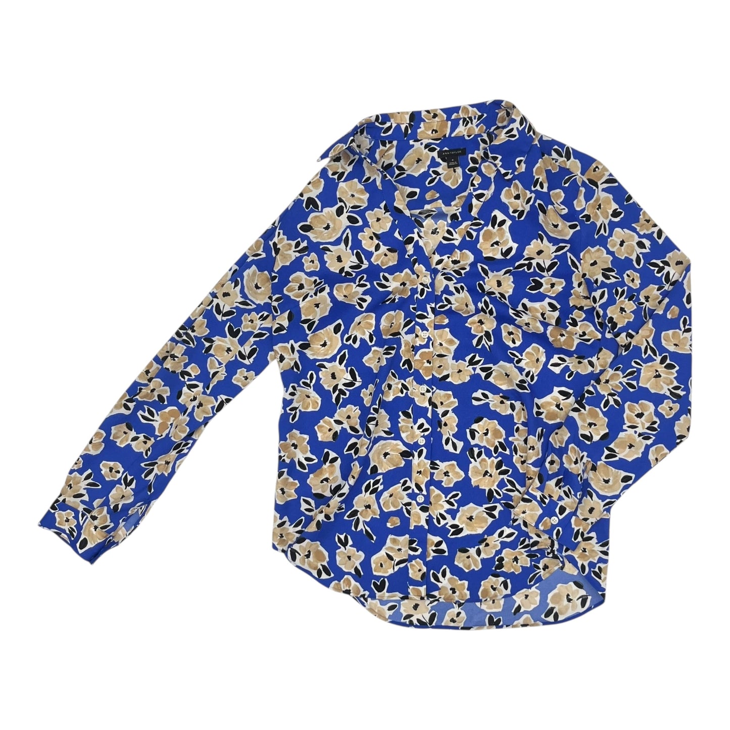 Blouse Ls By Ann Taylor In Blue, Size:M