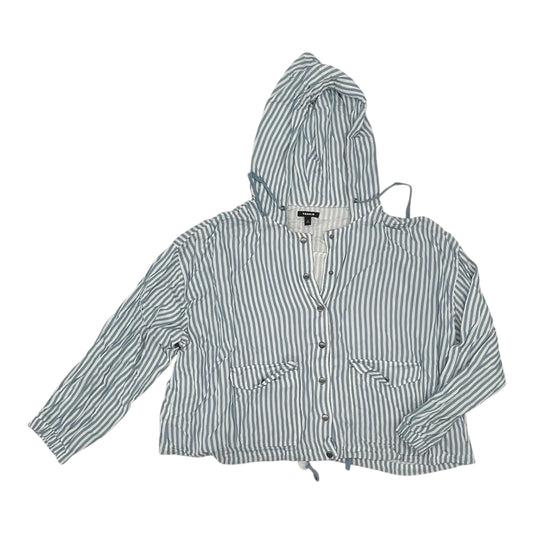 Jacket Shirt By Torrid In Blue & Cream, Size:3X