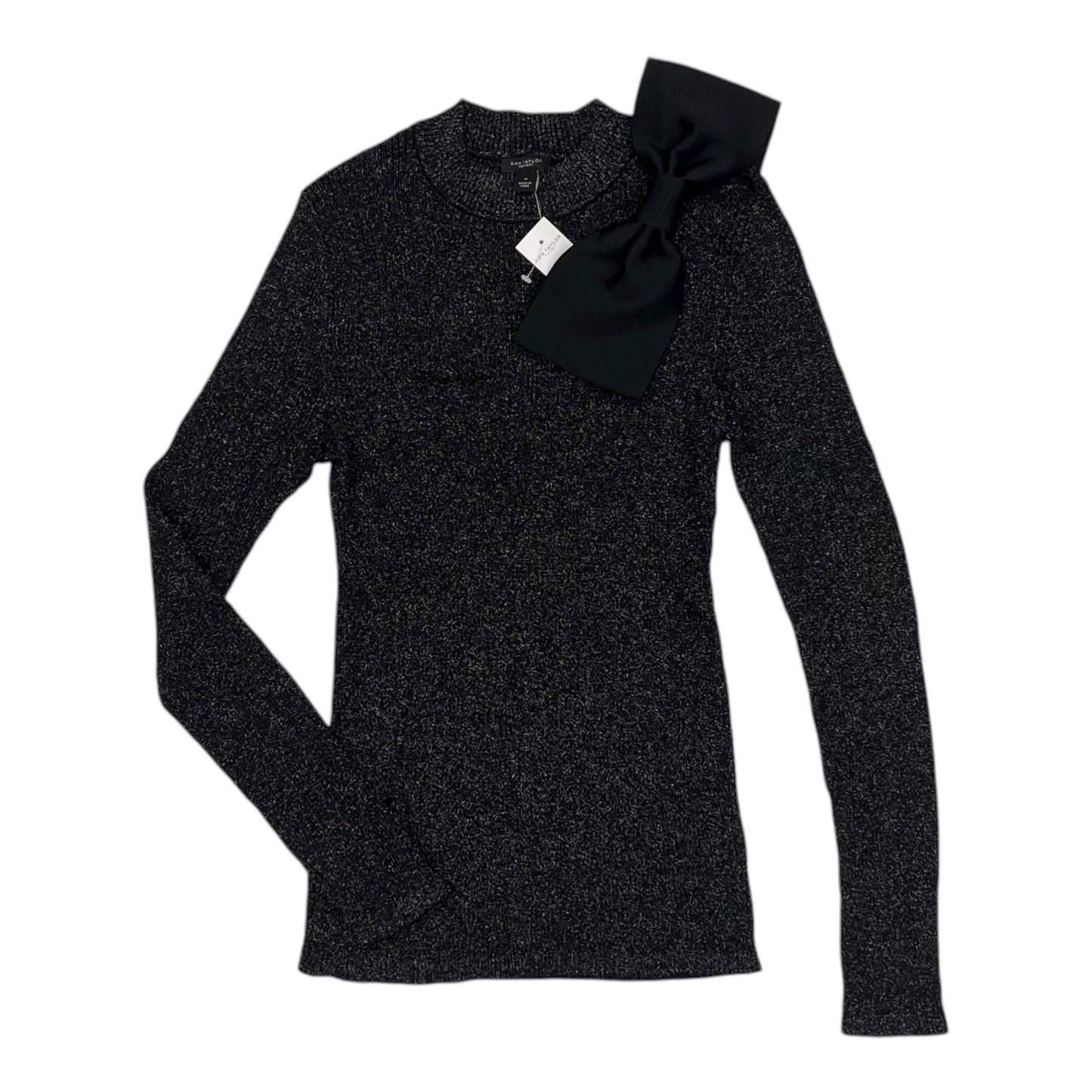 Sweater By Ann Taylor In Black & Silver, Size:M
