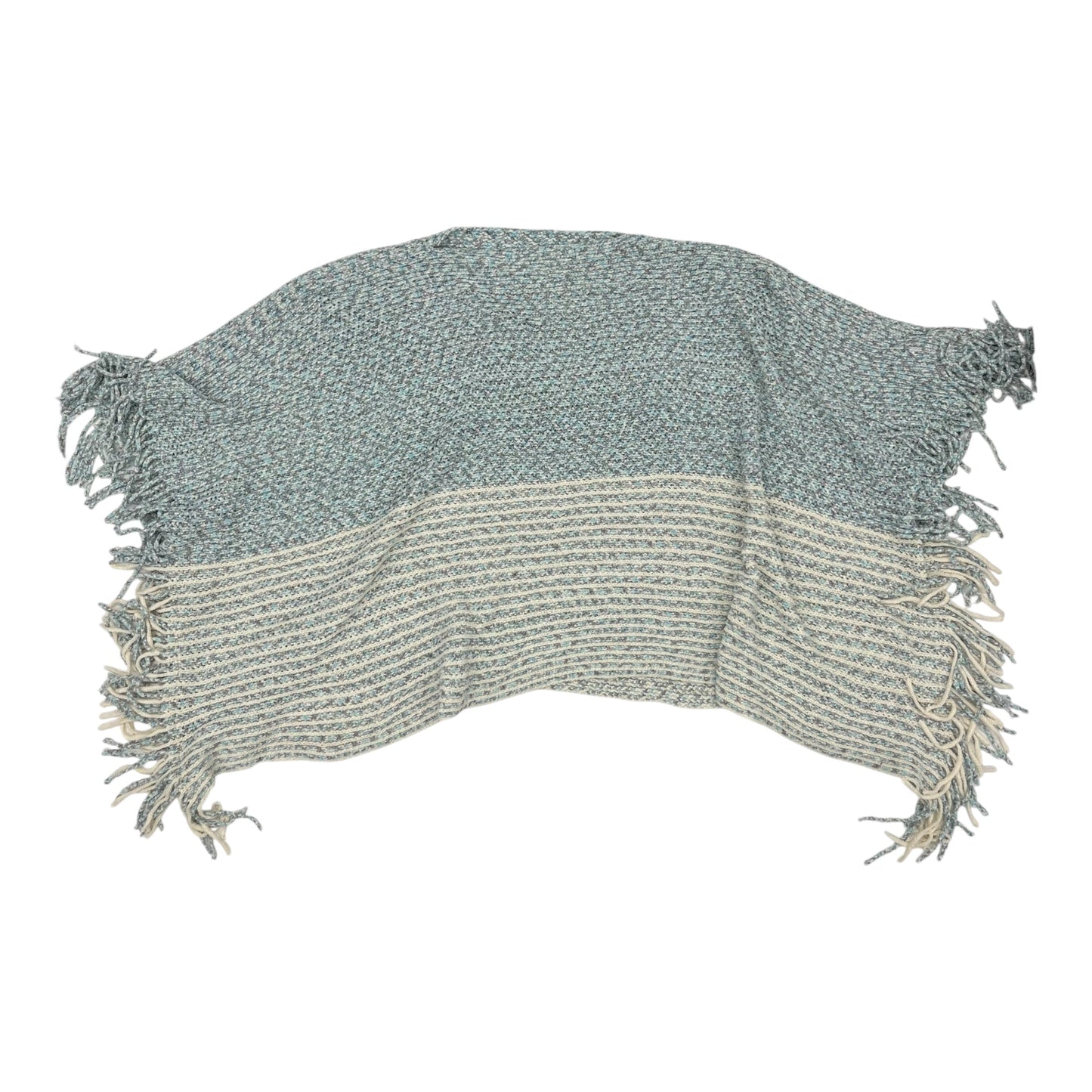 Poncho By Clothes Mentor In Blue & Cream, Size:Osfm