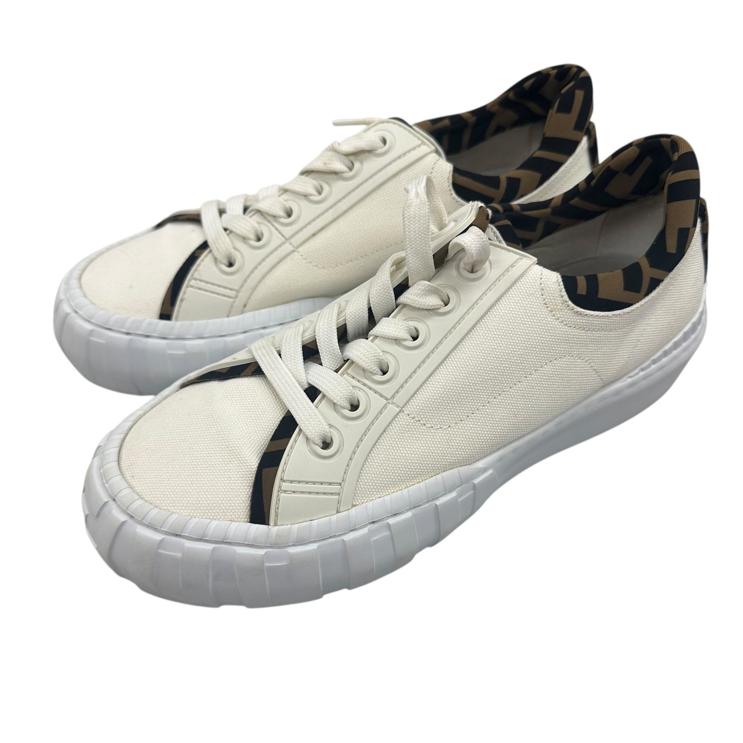 Shoes Luxury Designer By Fendi In White, Size:7.5