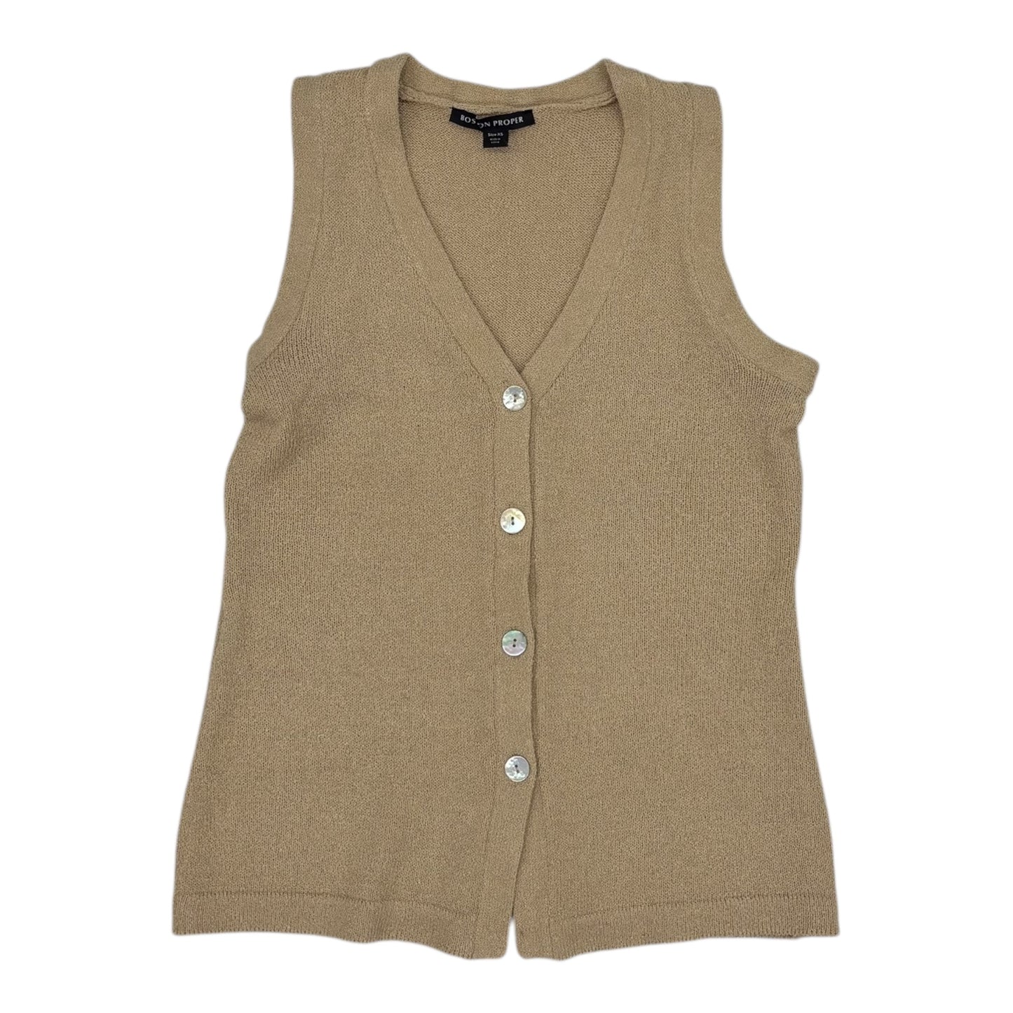Vest Sweater By Boston Proper In Tan, Size:Xs