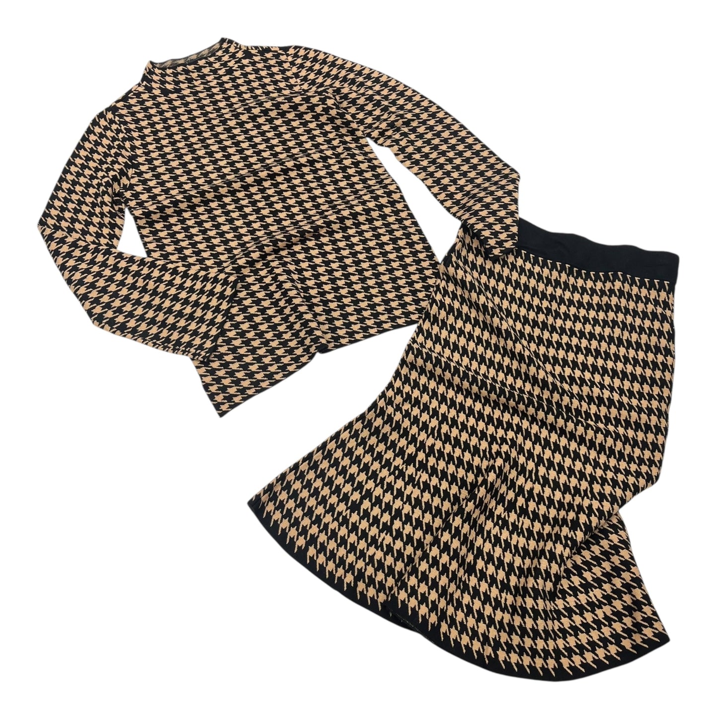 Skirt Set 2Pc By Ann Taylor In Black & Brown, Size:S