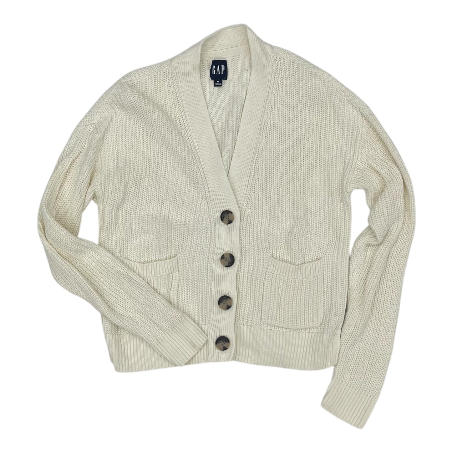 Sweater Cardigan By Gap In Tan, Size:M