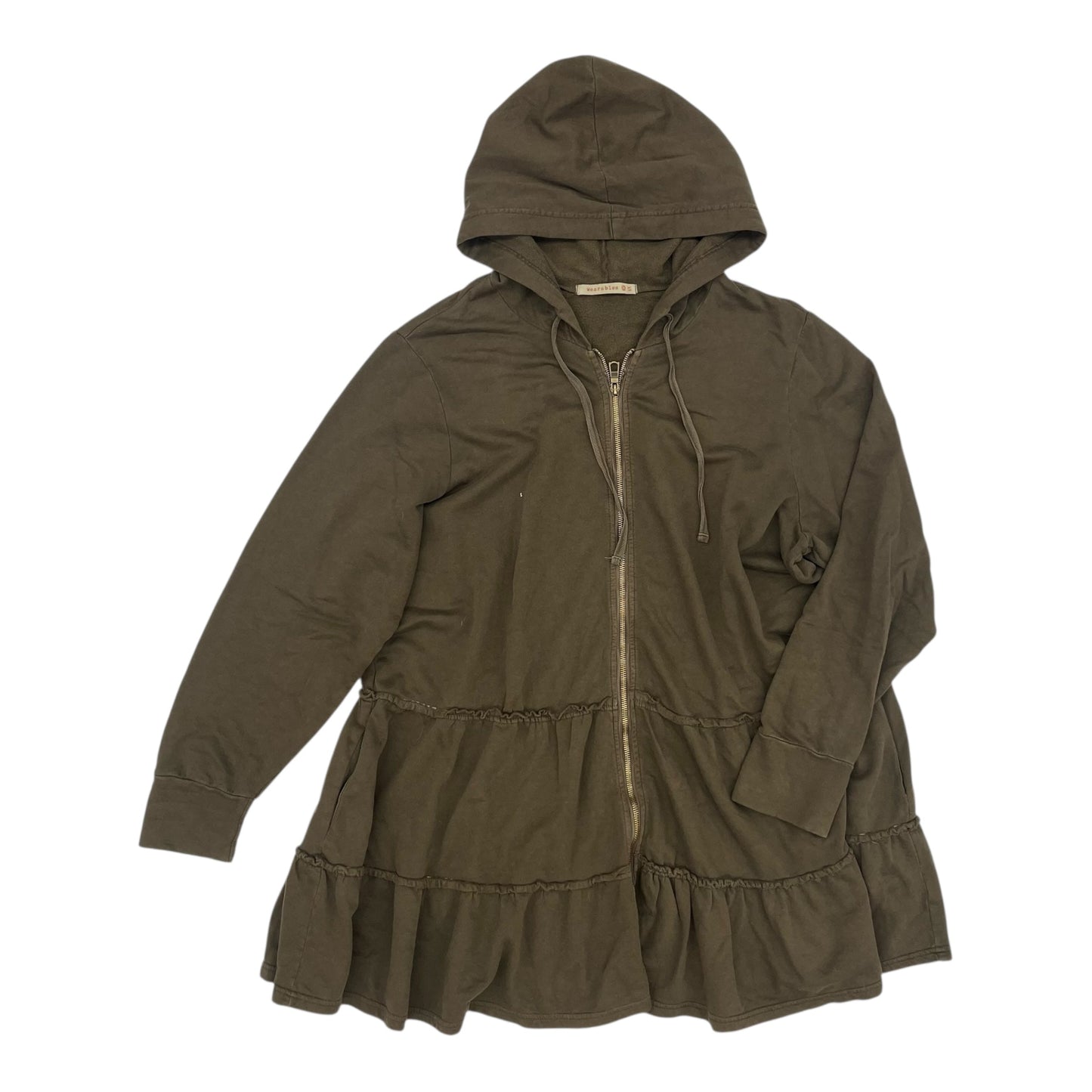 Sweatshirt Hoodie By Clothes Mentor In Green, Size:1X