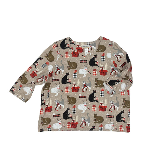 Top 3/4 Sleeve By Alfred Dunner In Tan, Size:2X