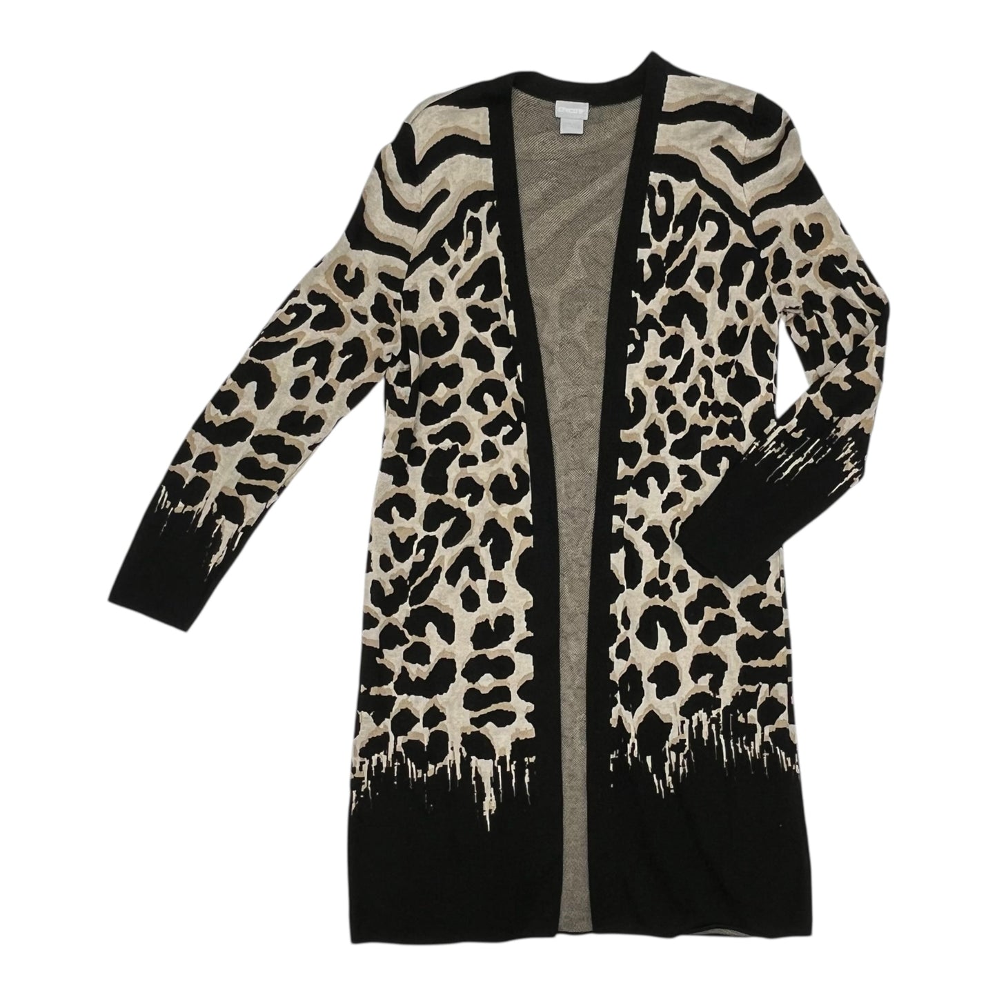 Sweater Cardigan By Chicos In Animal Print, Size:M