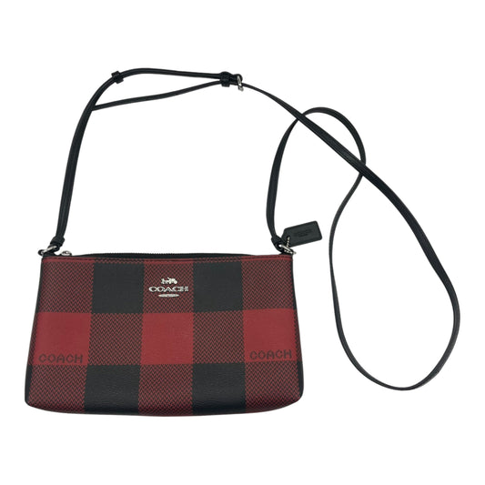 Crossbody Designer By Coach In Black & Red, Size:Small