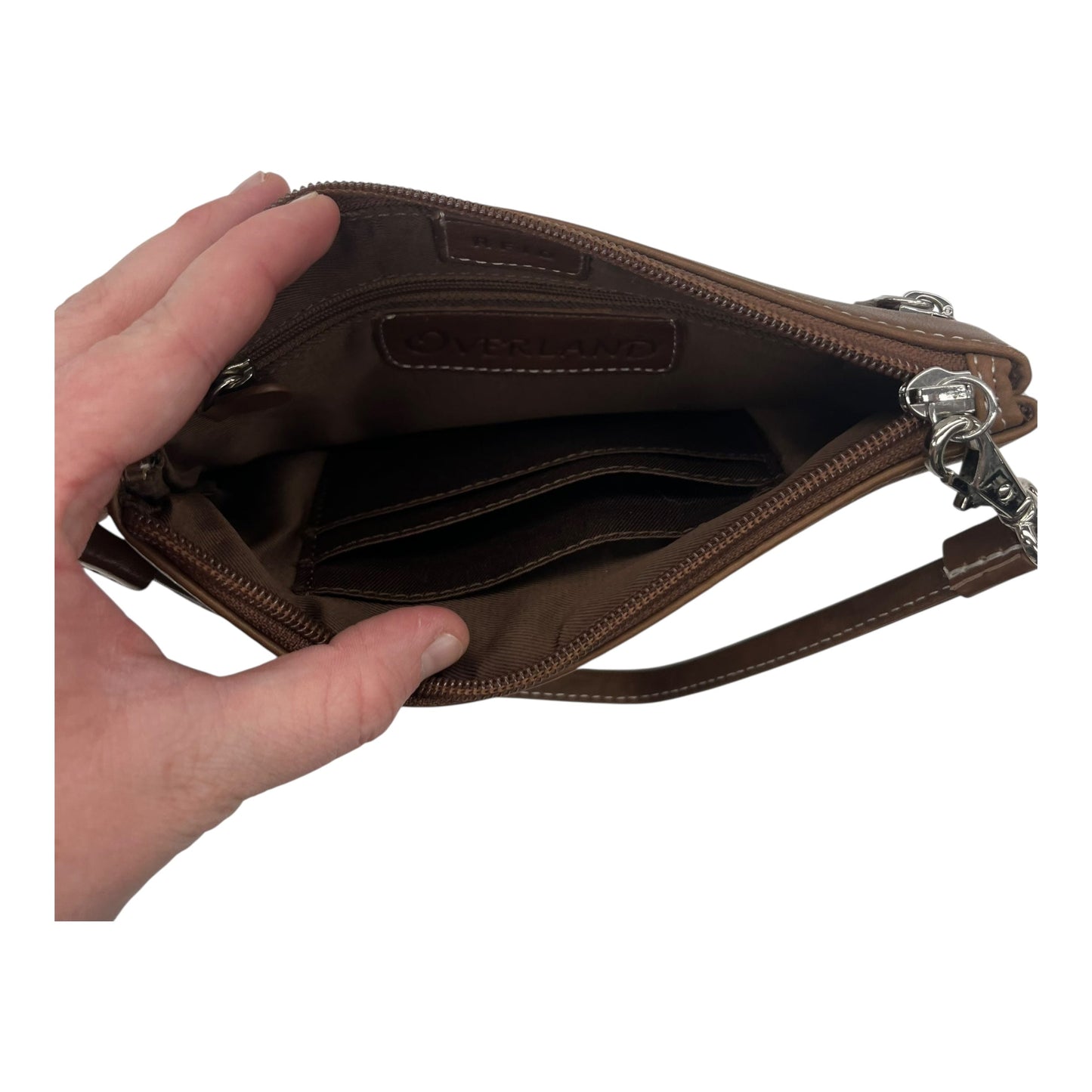 Wristlet Leather By Clothes Mentor In Brown, Size:Medium