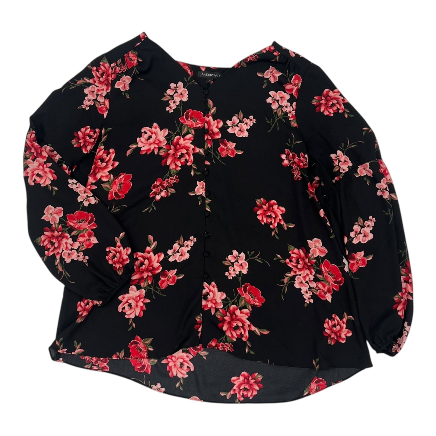 Blouse Ls By Lane Bryant In Black, Size:1X