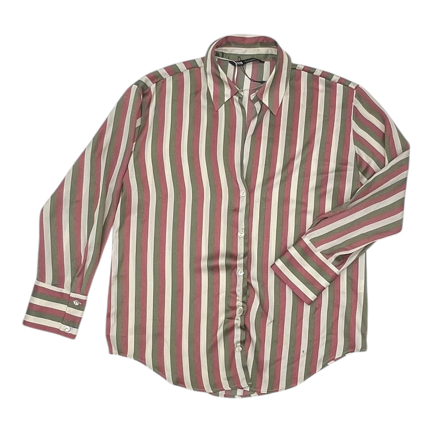 Blouse Ls By Zara In Striped Pattern, Size:S