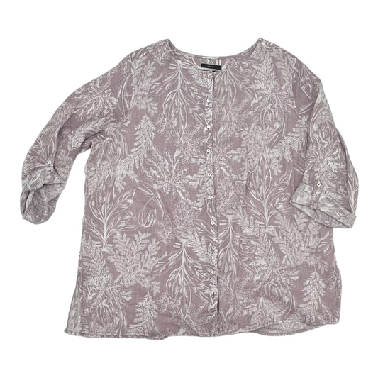Top 3/4 Sleeve By Tahari In Purple, Size:2X