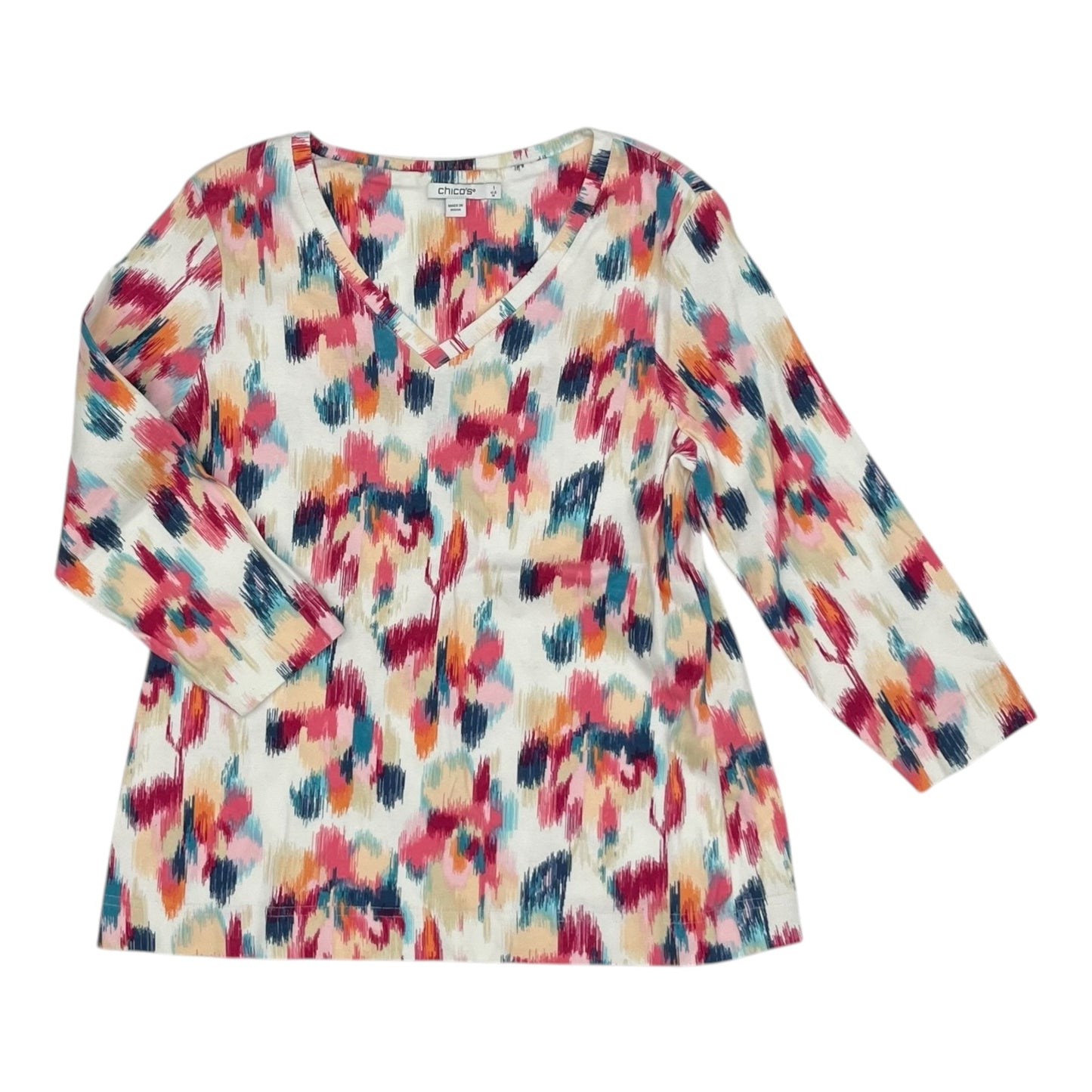 Top 3/4 Sleeve By Chicos In Multi, Size:M