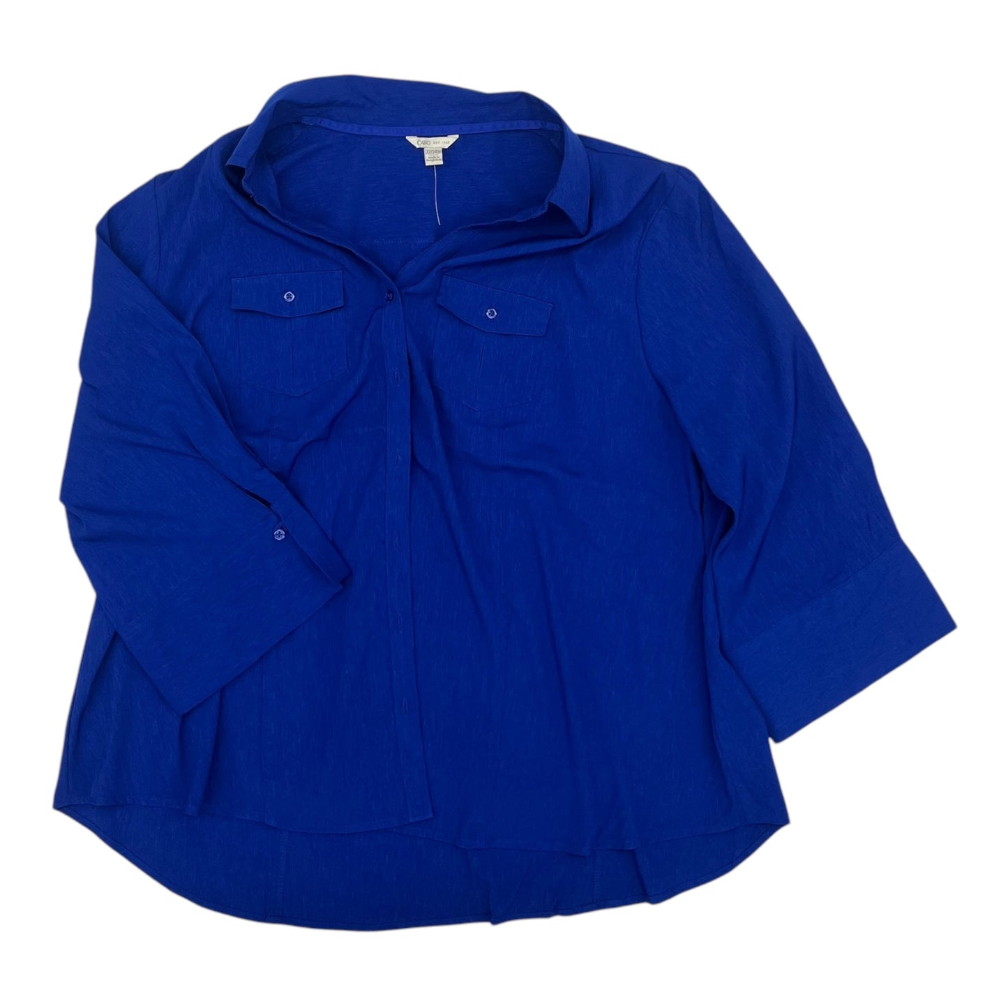 Blouse 3/4 Sleeve By Cato In Blue, Size:3X