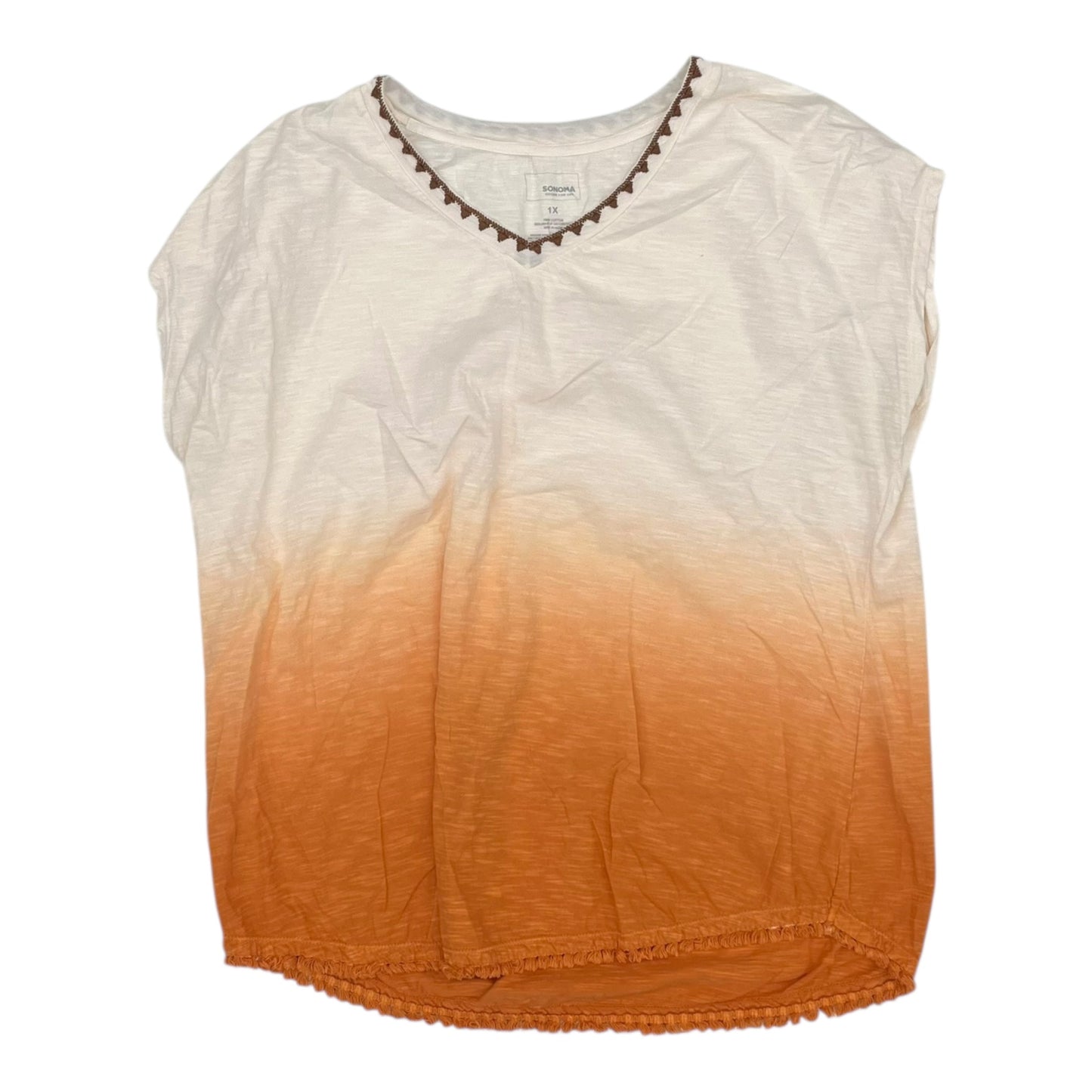 Top Ss By Sonoma In Cream & Orange, Size:1X