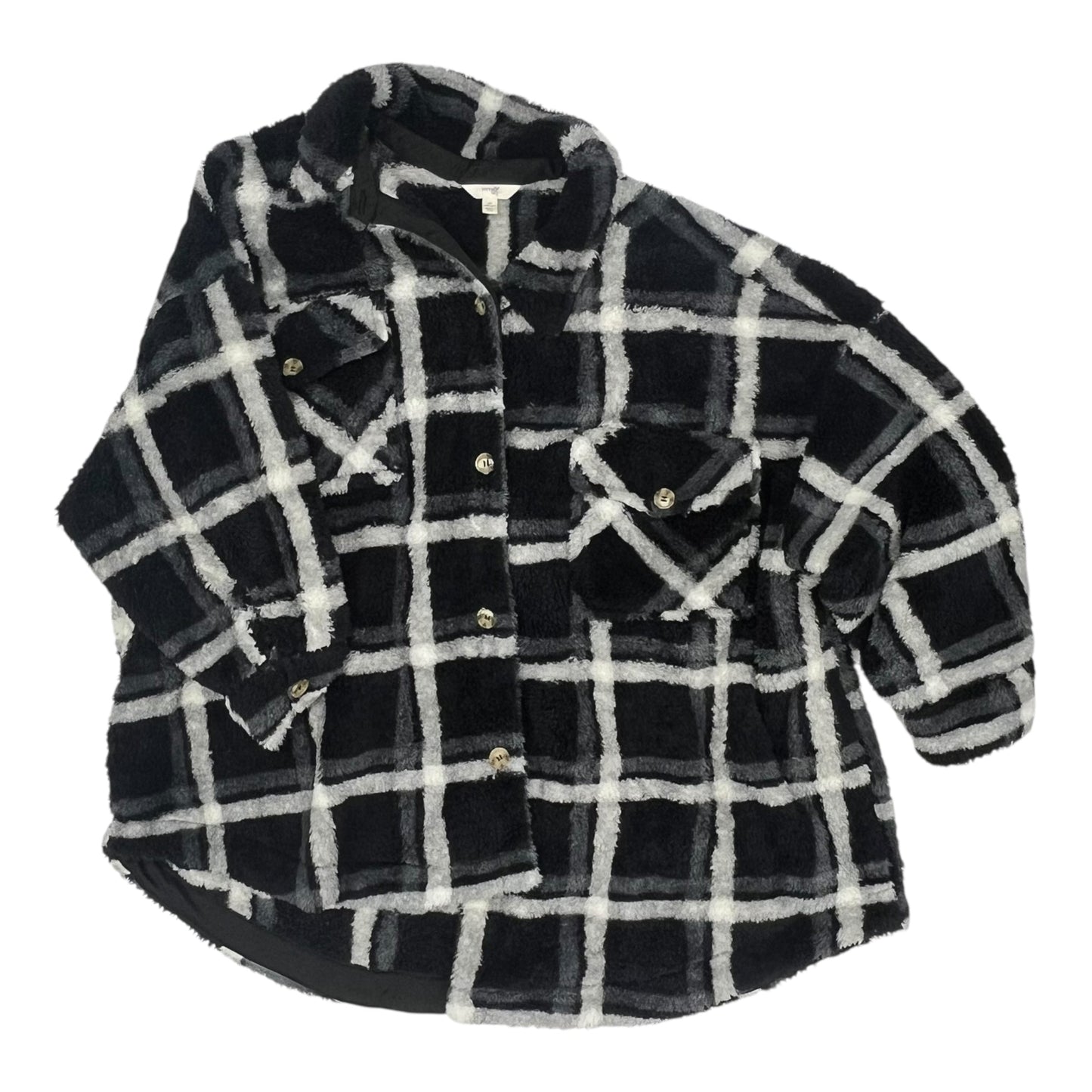 Jacket Faux Fur & Sherpa By Terra & Sky In Black & White, Size:4X