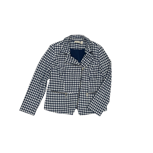 Jacket Moto By Chicos In Blue & White, Size:M
