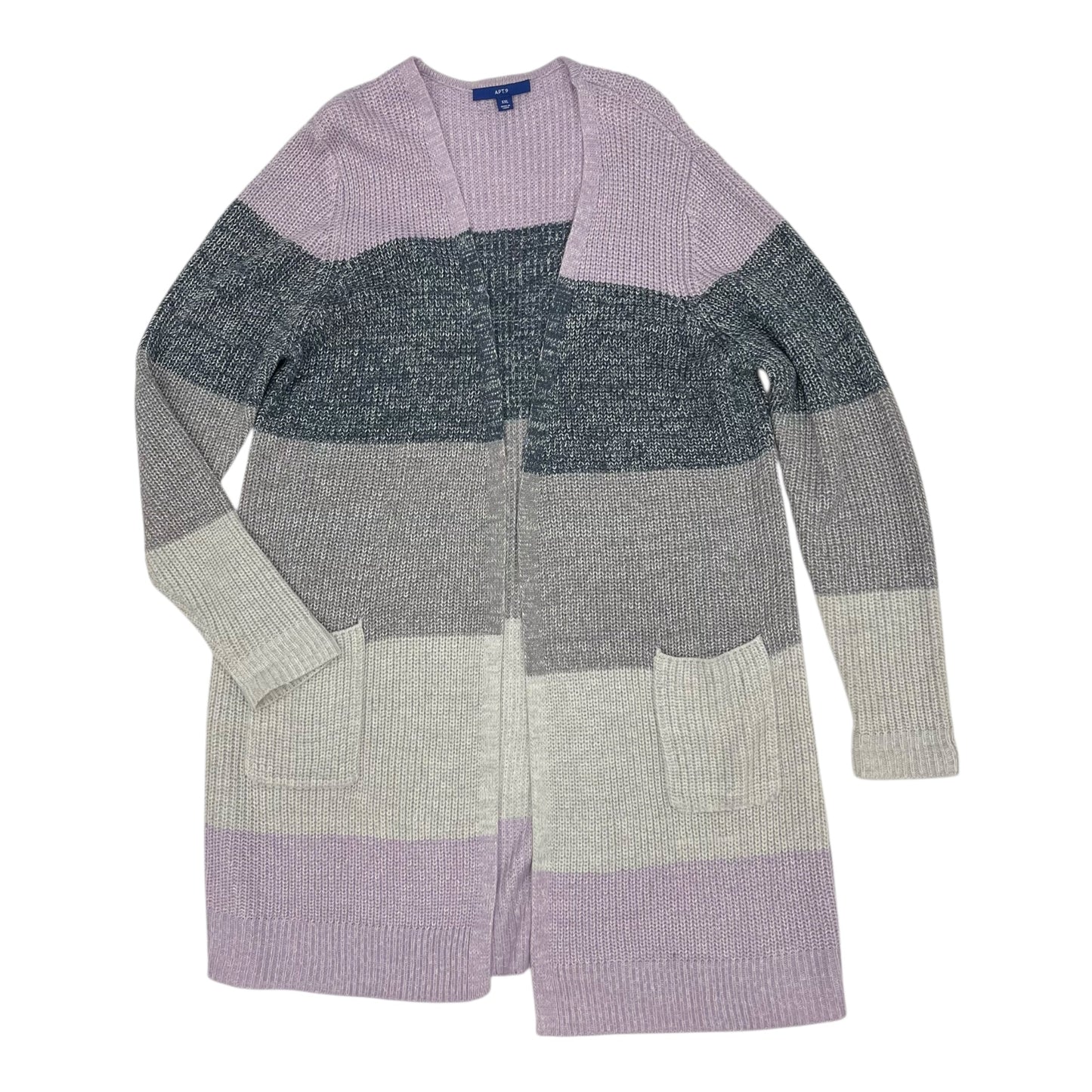 Sweater Cardigan By Apt 9 In Striped Pattern, Size:Xxl