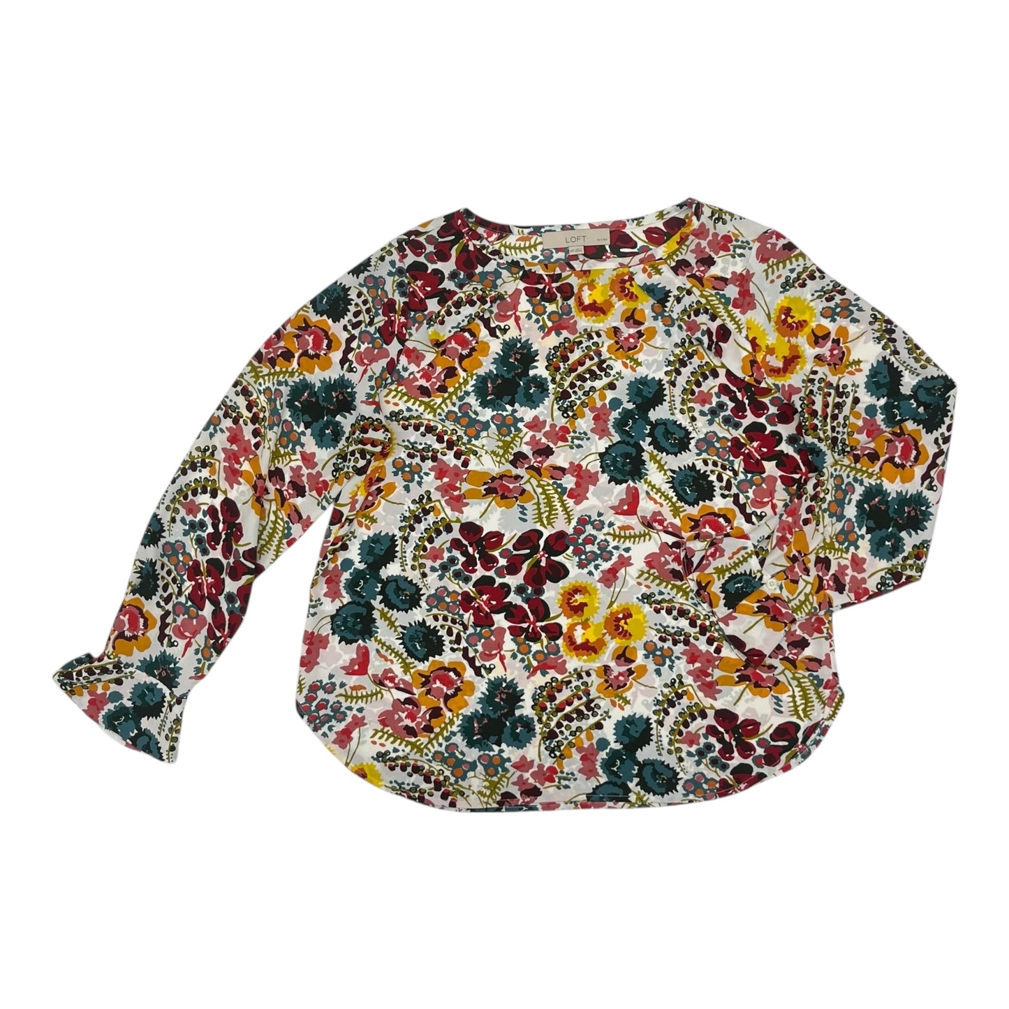 Blouse Ls By Loft In Floral Print, Size:Mp