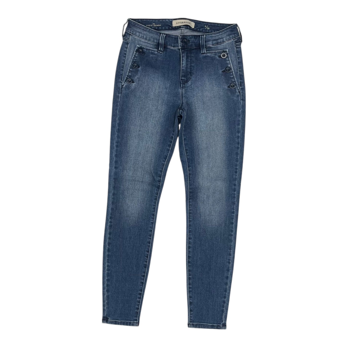 Jeans Skinny By Liverpool In Blue Denim, Size:6