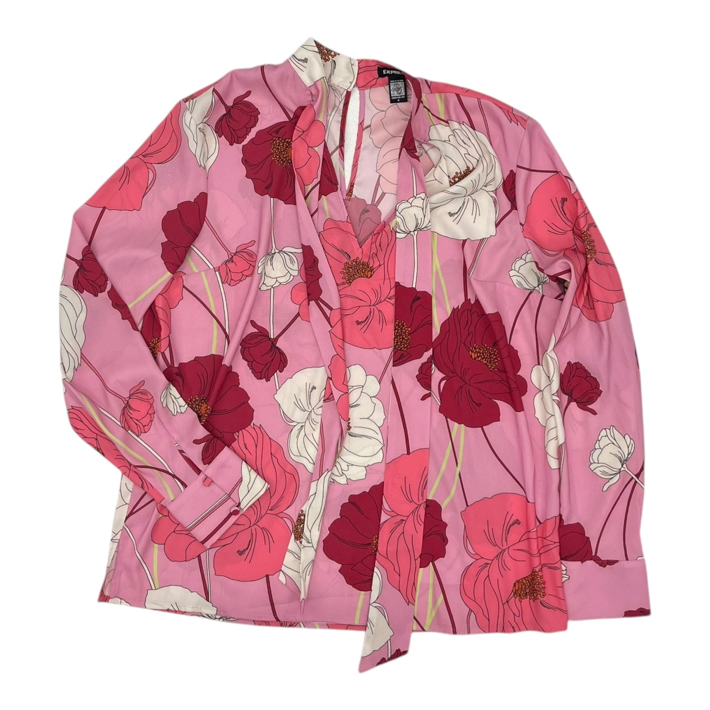 Blouse Ls By Express In Pink, Size:M