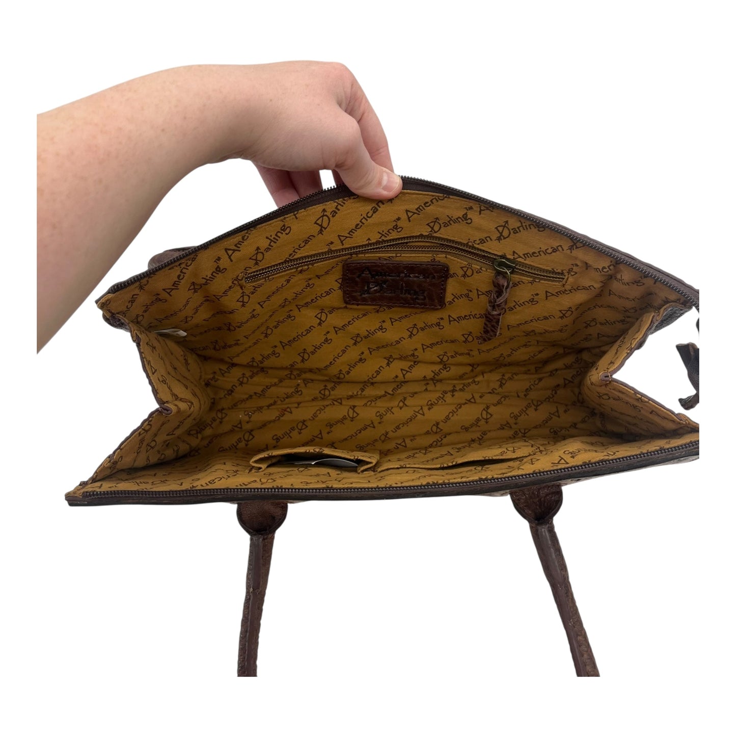 Handbag Leather By Cma In Brown, Size:Large