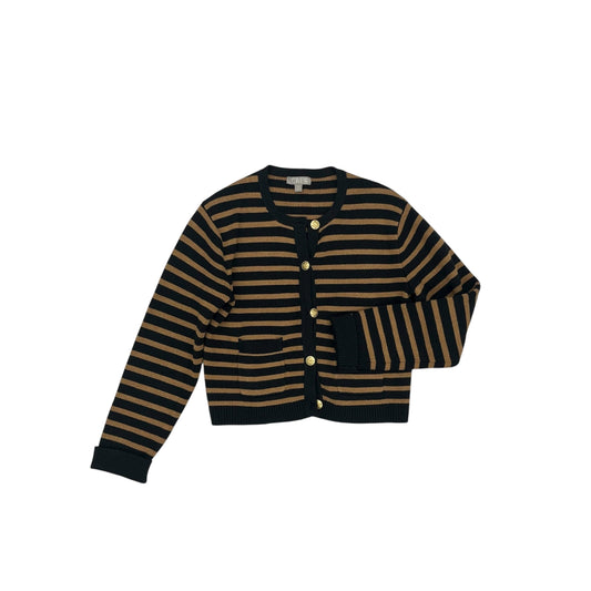 Sweater Cardigan By J. Crew In Black & Tan, Size:Xxs