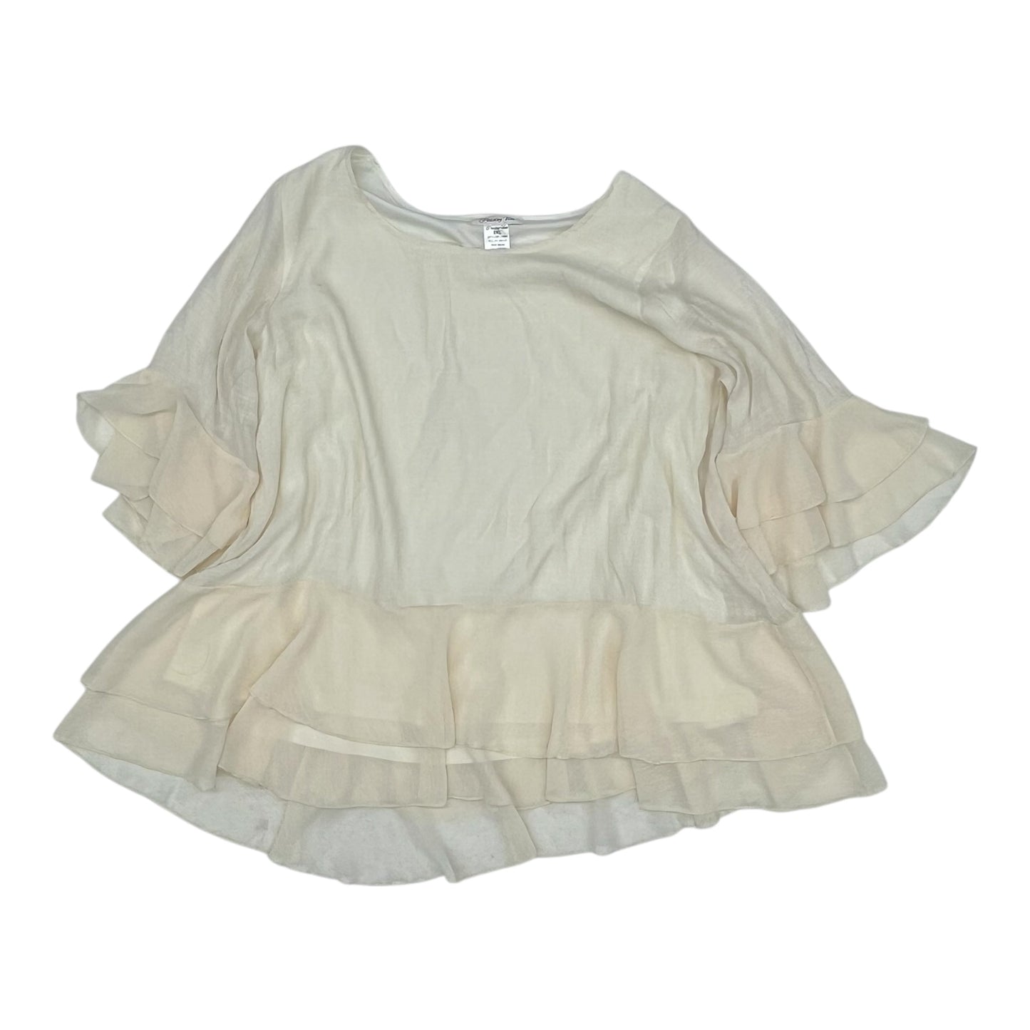 Blouse 3/4 Sleeve By Clothes Mentor In Cream, Size:2X