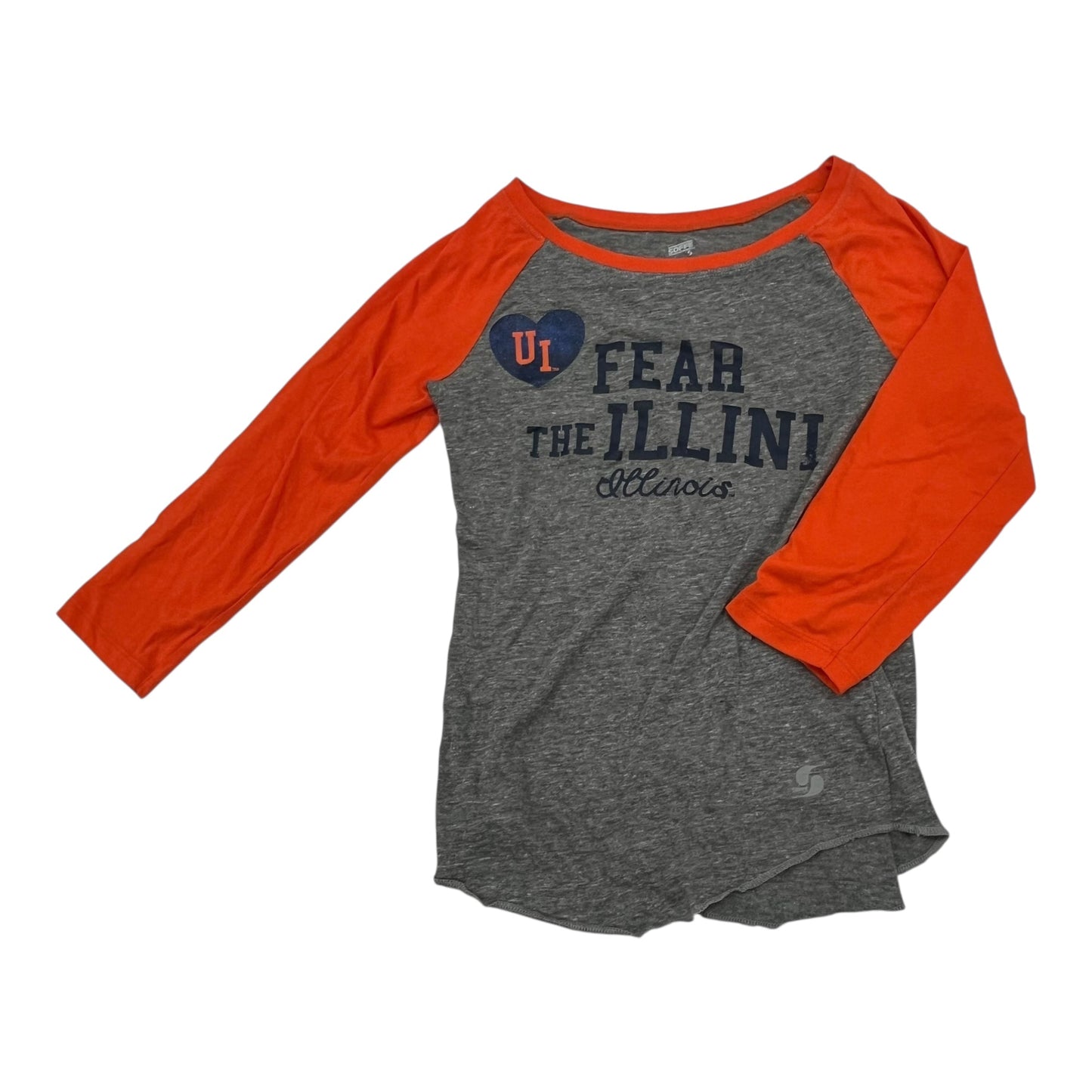 Athletic Top Ls Crewneck By Soffe In Grey & Orange, Size:M