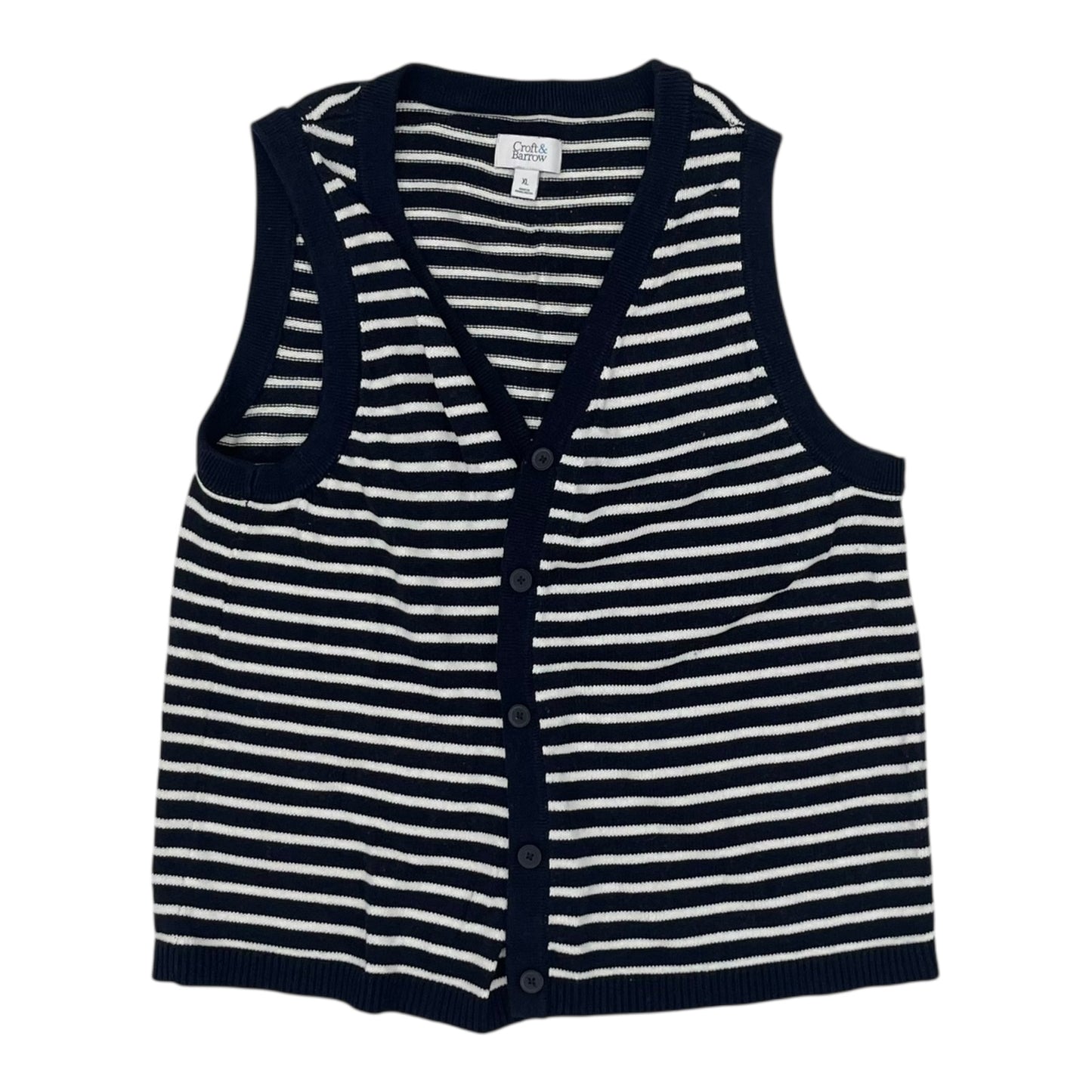 Vest Sweater By Croft And Barrow In Blue & White, Size:Xl
