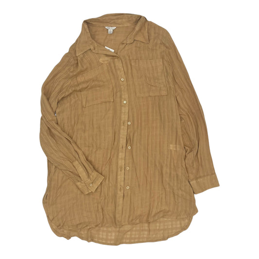 Blouse Ls By Cato In Tan, Size:L