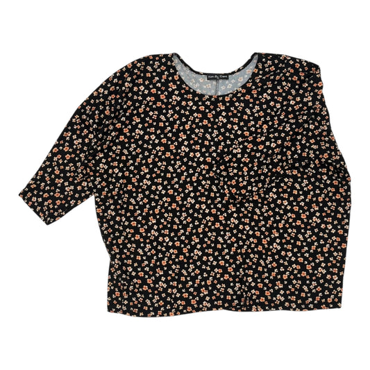 Top 3/4 Sleeve By Kim & Cami In Black & Orange, Size:1X