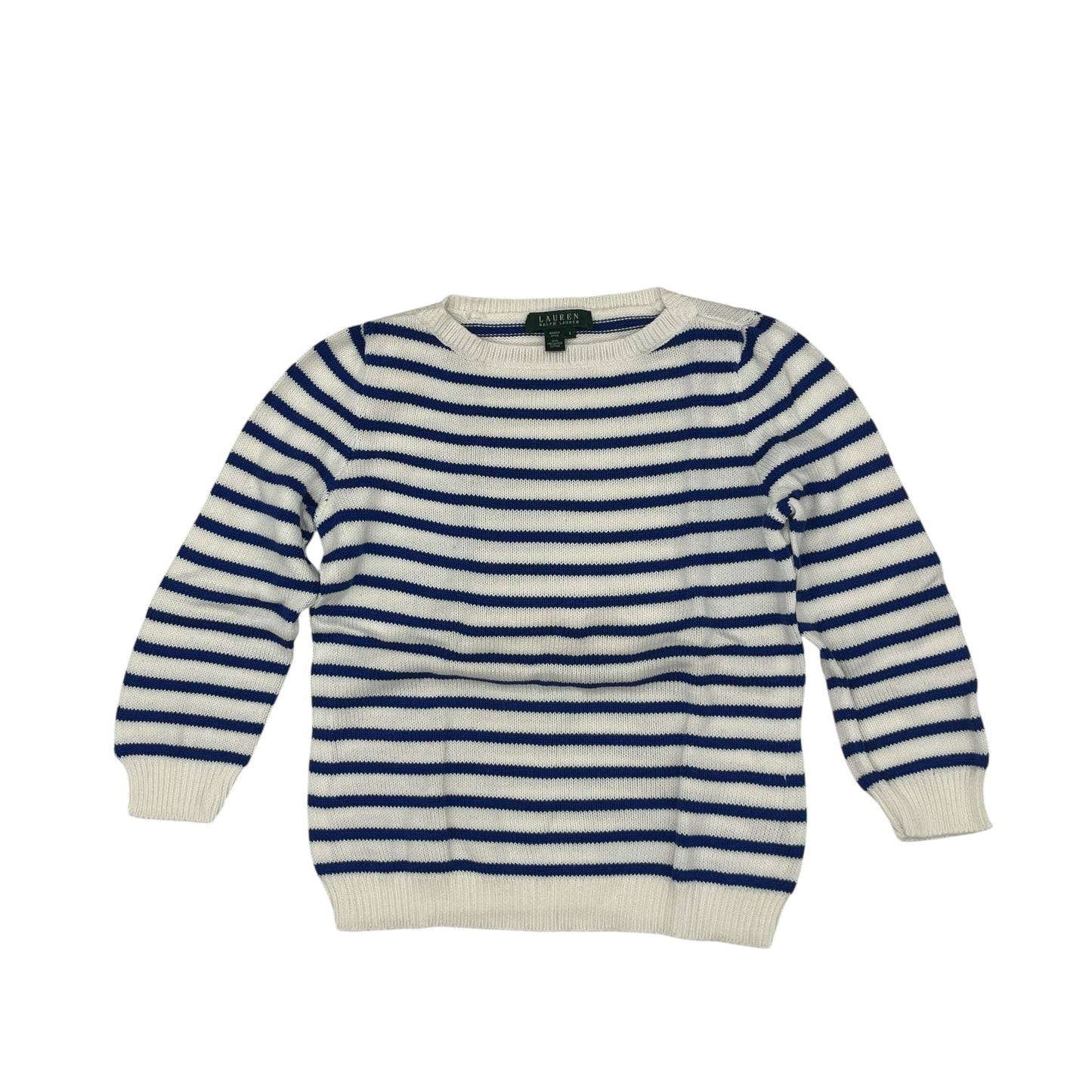 Sweater By Lauren By Ralph Lauren In Blue & Cream, Size:S