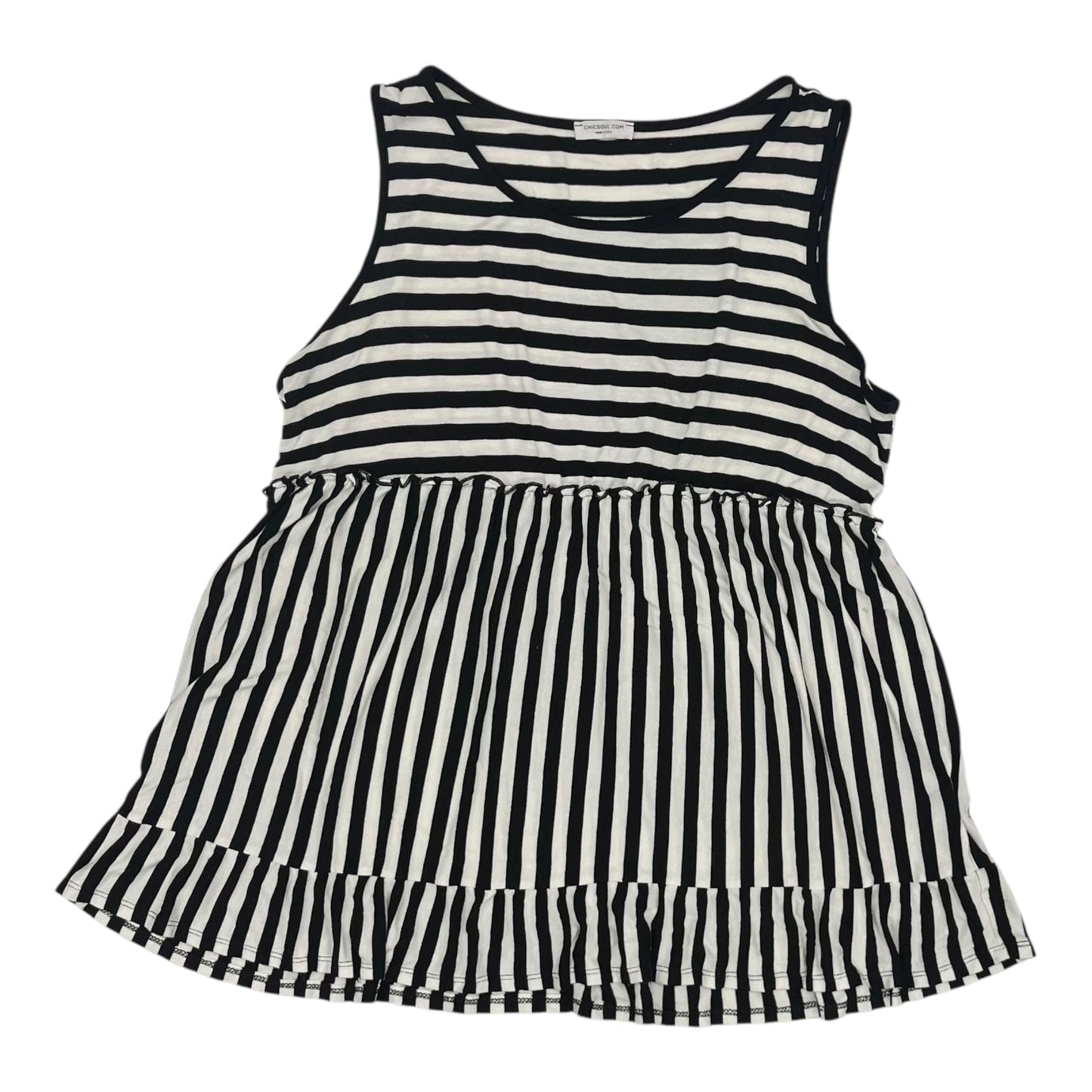 Top Sleeveless By Chicsoul In Black & White, Size:1X