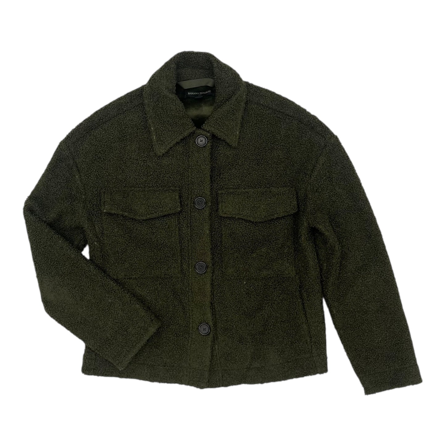 Jacket Faux Fur & Sherpa By Banana Republic In Green, Size:M