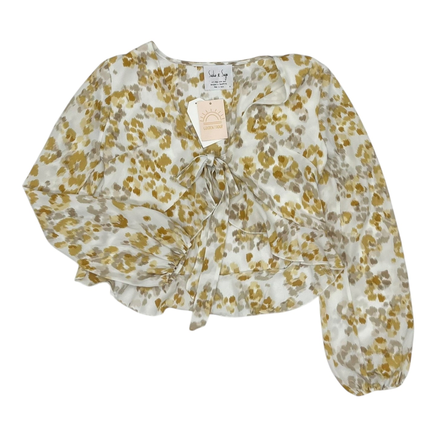 Blouse Ls By Clothes Mentor In Brown & Cream, Size:S