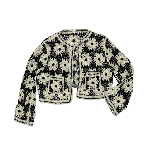 Sweater Cardigan By Pol In Black & Cream, Size:S