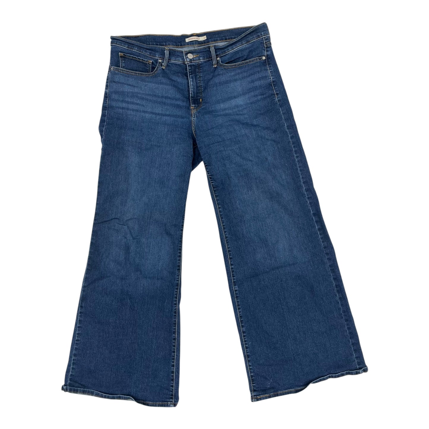 Jeans Wide Leg By Levis In Blue Denim, Size:16