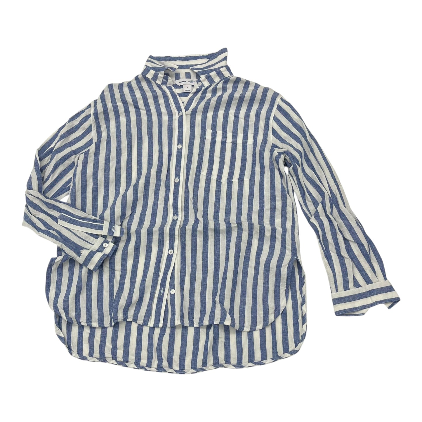 Blouse Ls By Old Navy In Blue & White, Size:M