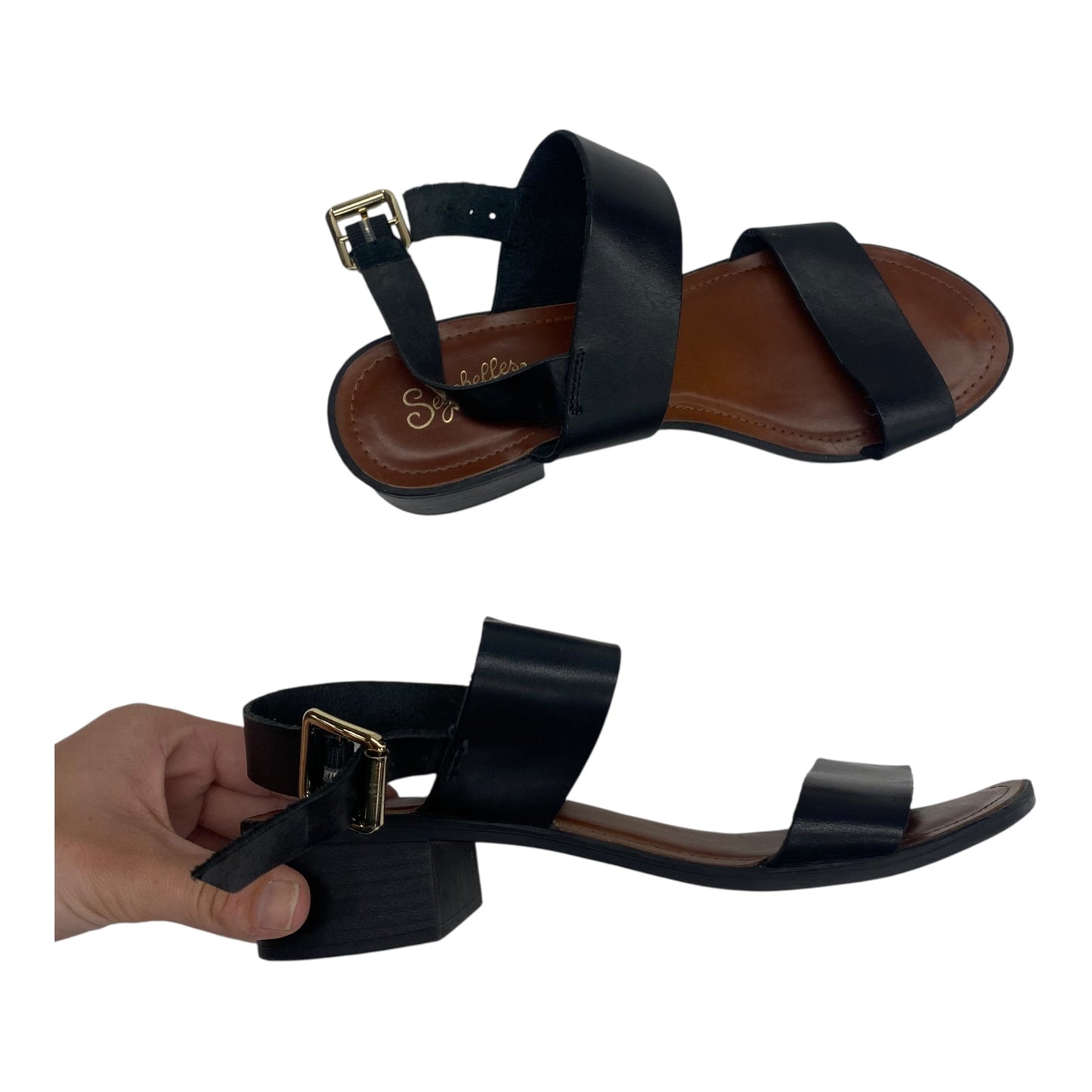SANDALS HEELS BLOCK by SEYCHELLES in BLACK, Size:7.5